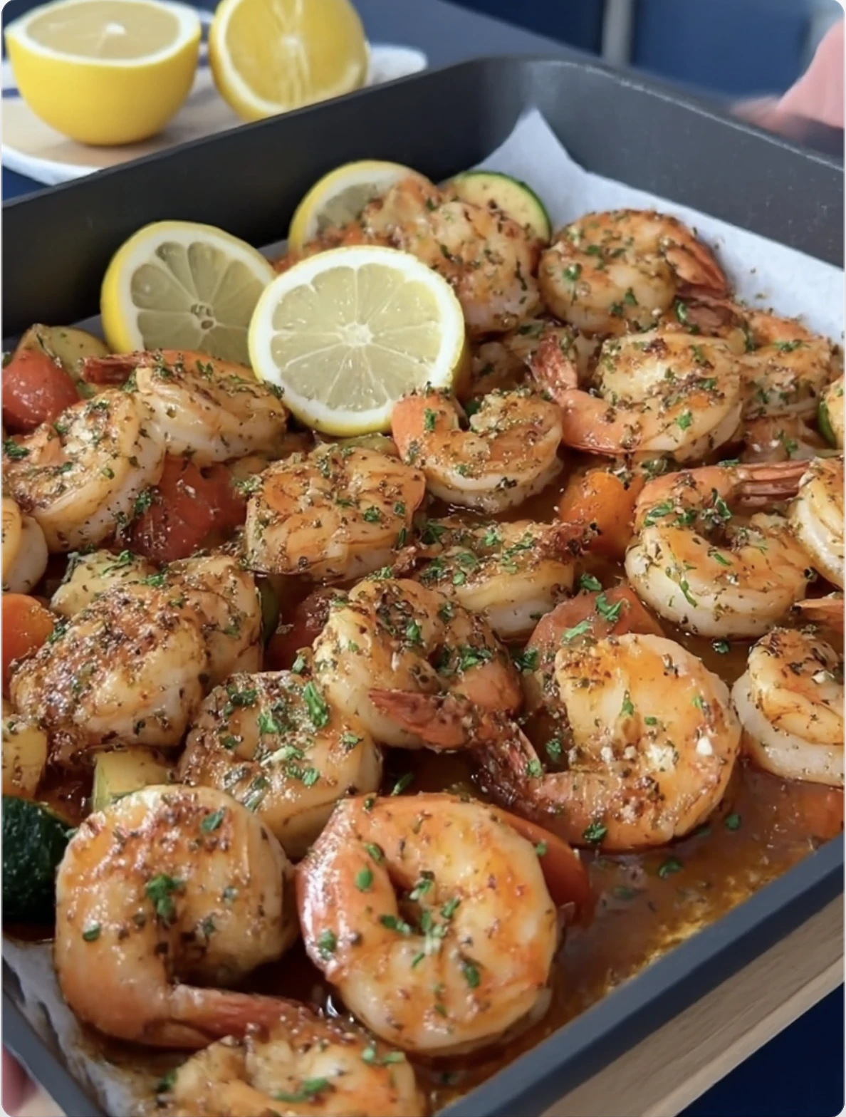 Lemon Herb Shrimp Veggie Skillet