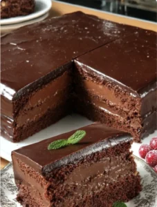 Mocha Layer Cake with Chocolate-Rum Cream
