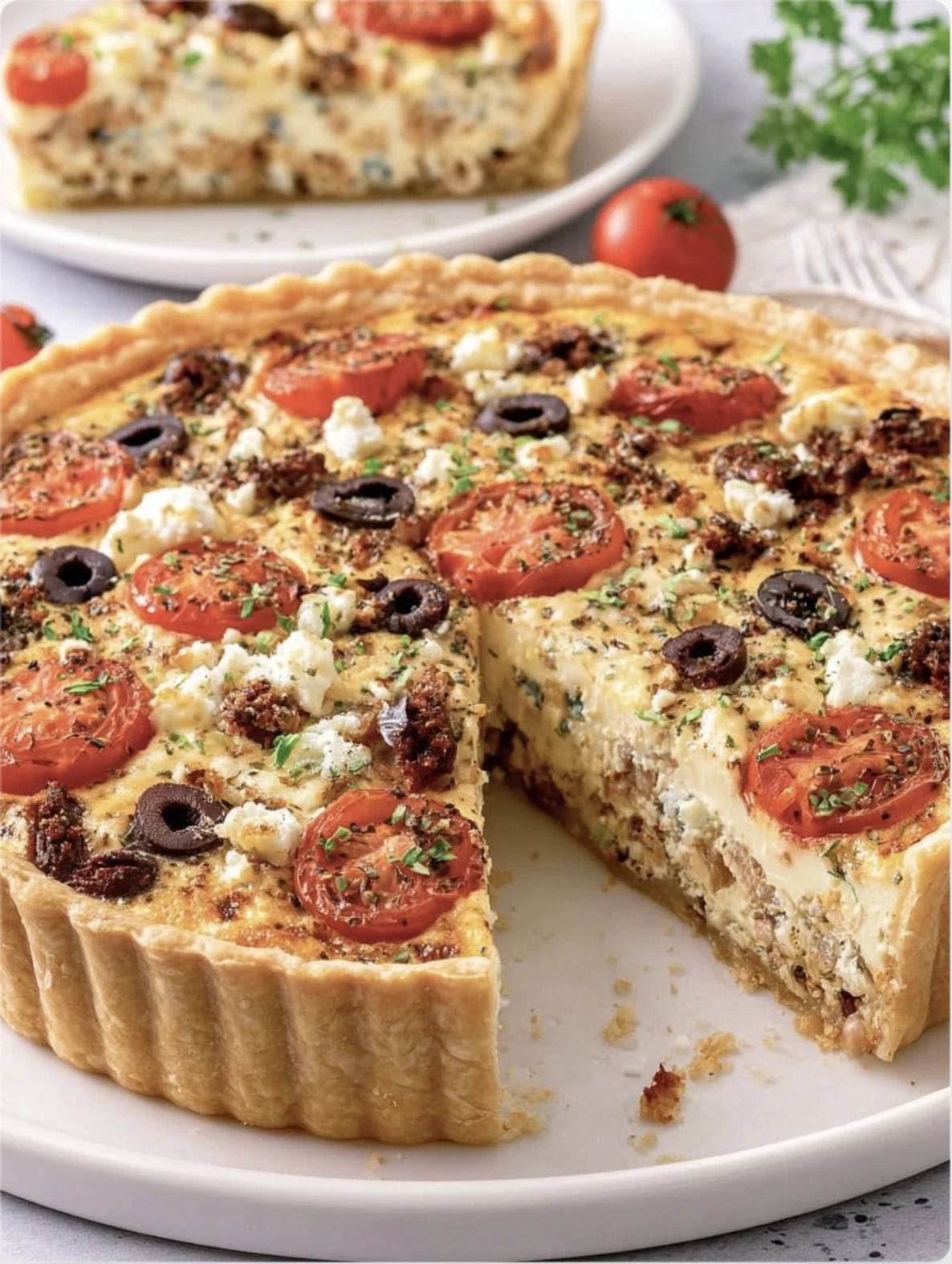 Quiche de Queijo com Tomate e Azeitona