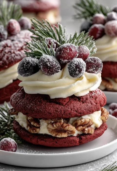 Red Velvet Wreath Whoopie Pies