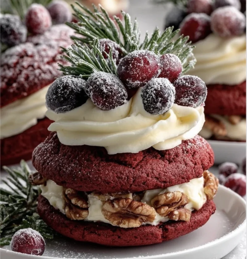 Red Velvet Wreath Whoopie Pies