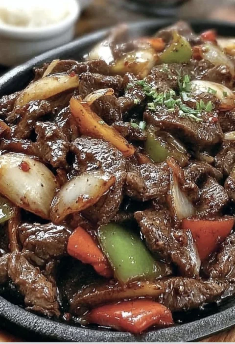 Sizzling Chinese Pepper Steak Onions