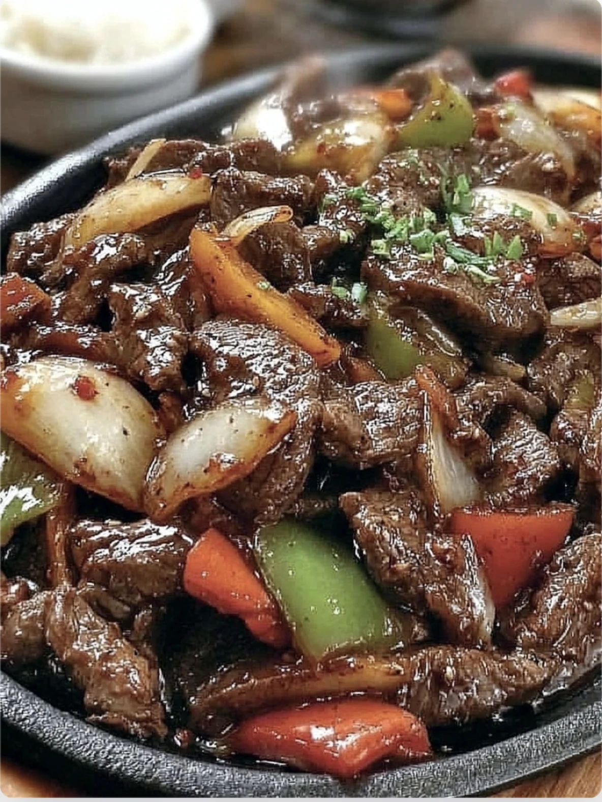 Sizzling Chinese Pepper Steak with Onions