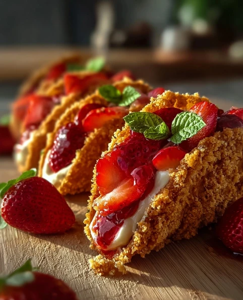 Strawberry Crunch Cheesecake Tacos