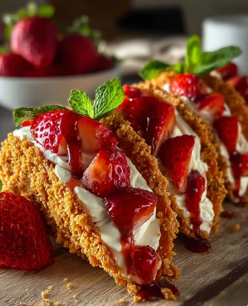 Strawberry Crunch Cheesecake Tacos