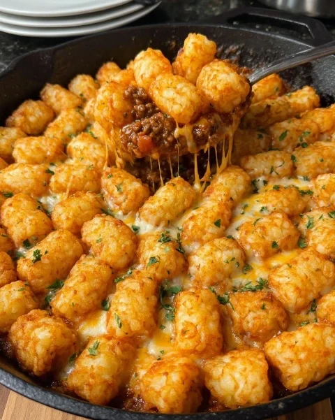 Tater Tot Sloppy Joe Skillet