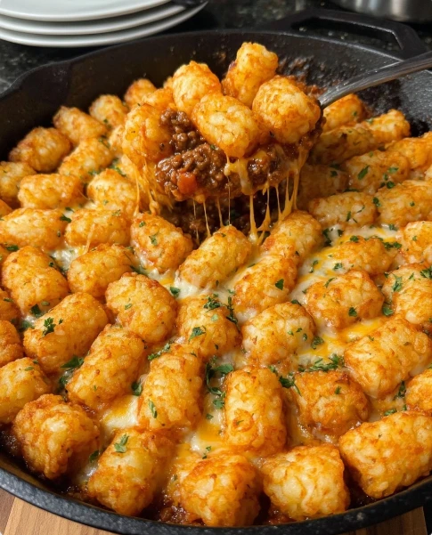 Tater Tot Sloppy Joe Skillet