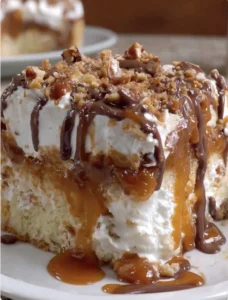 Caramel Heath Bar Poke Cake