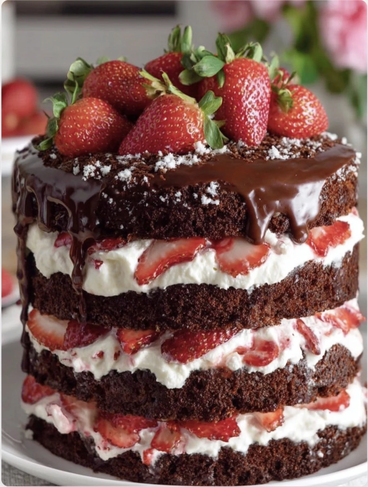 Chocolate Cake with Strawberry Filling