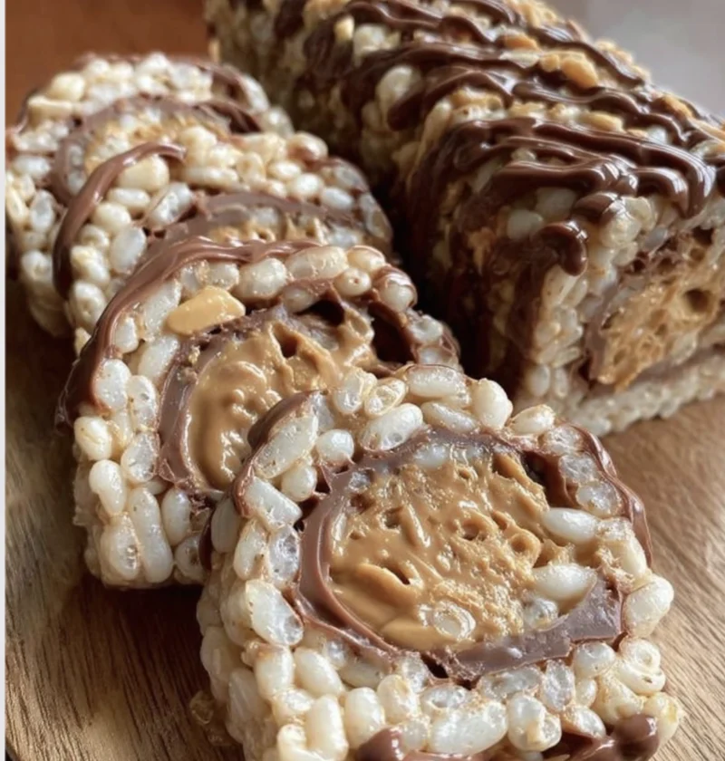 Chocolate Peanut Butter Rice Krispies Roll