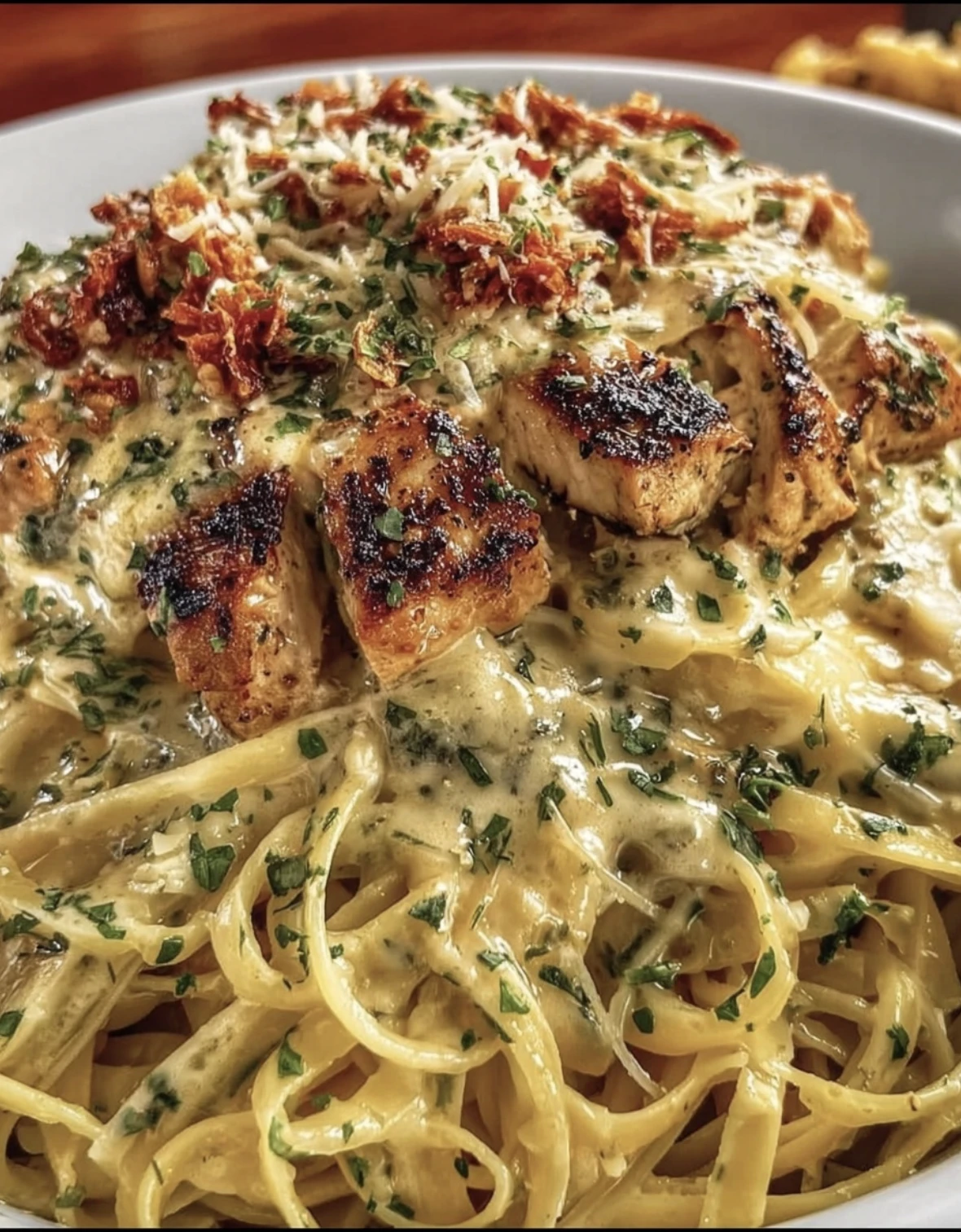 Creamy Cajun Chicken Linguine with Garlic Mozzarella Sauce