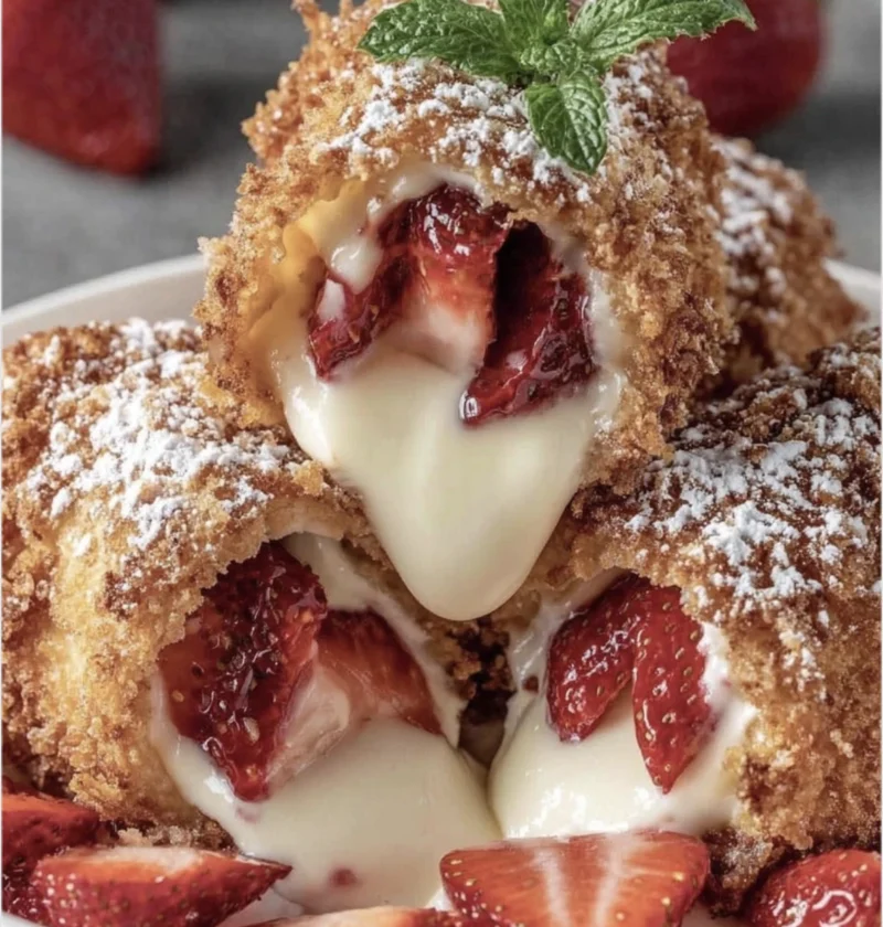Deep Fried Strawberry Cheesecake Pies