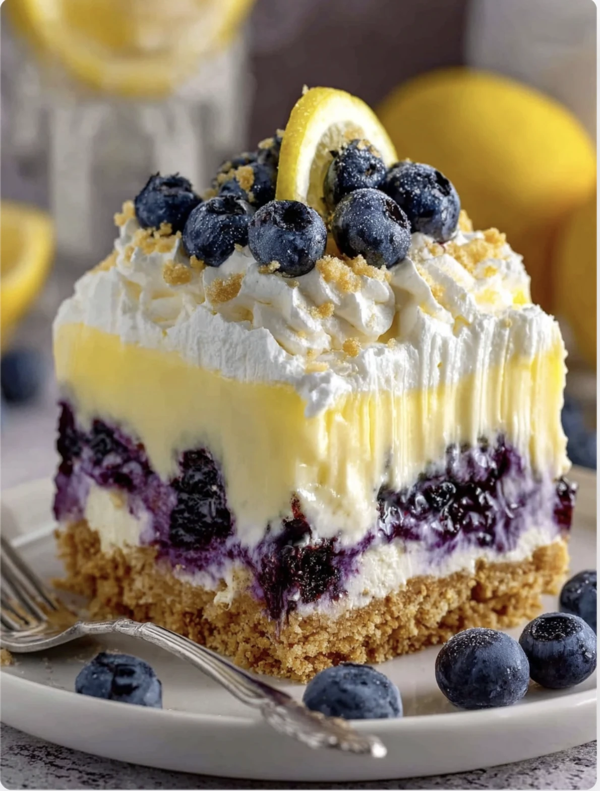 Nobake Lemon Dazzling Blueberry Cream Cake