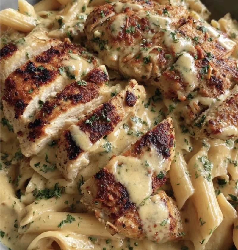 Parmesancrusted Chicken Penne Creamy Sauce