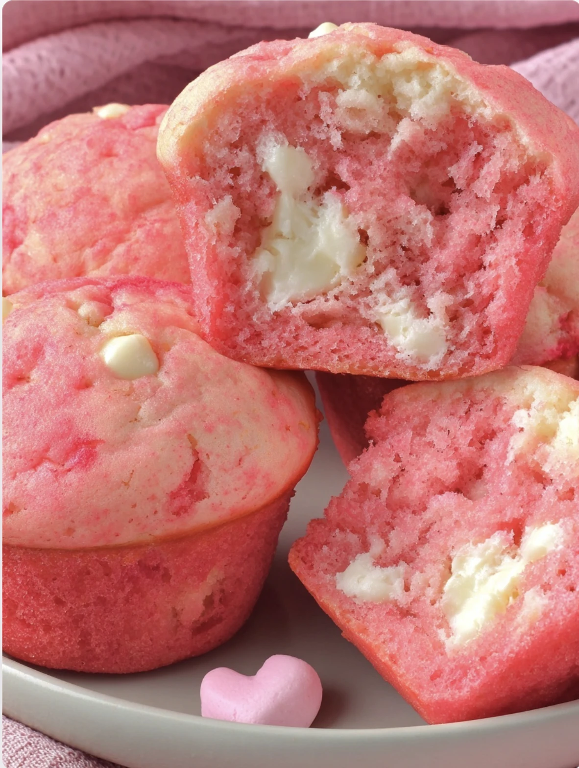 Pink White Chocolate–Filled Cupcakes