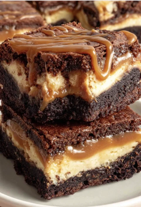 Salted Caramel Brownie Cheesecake Bars