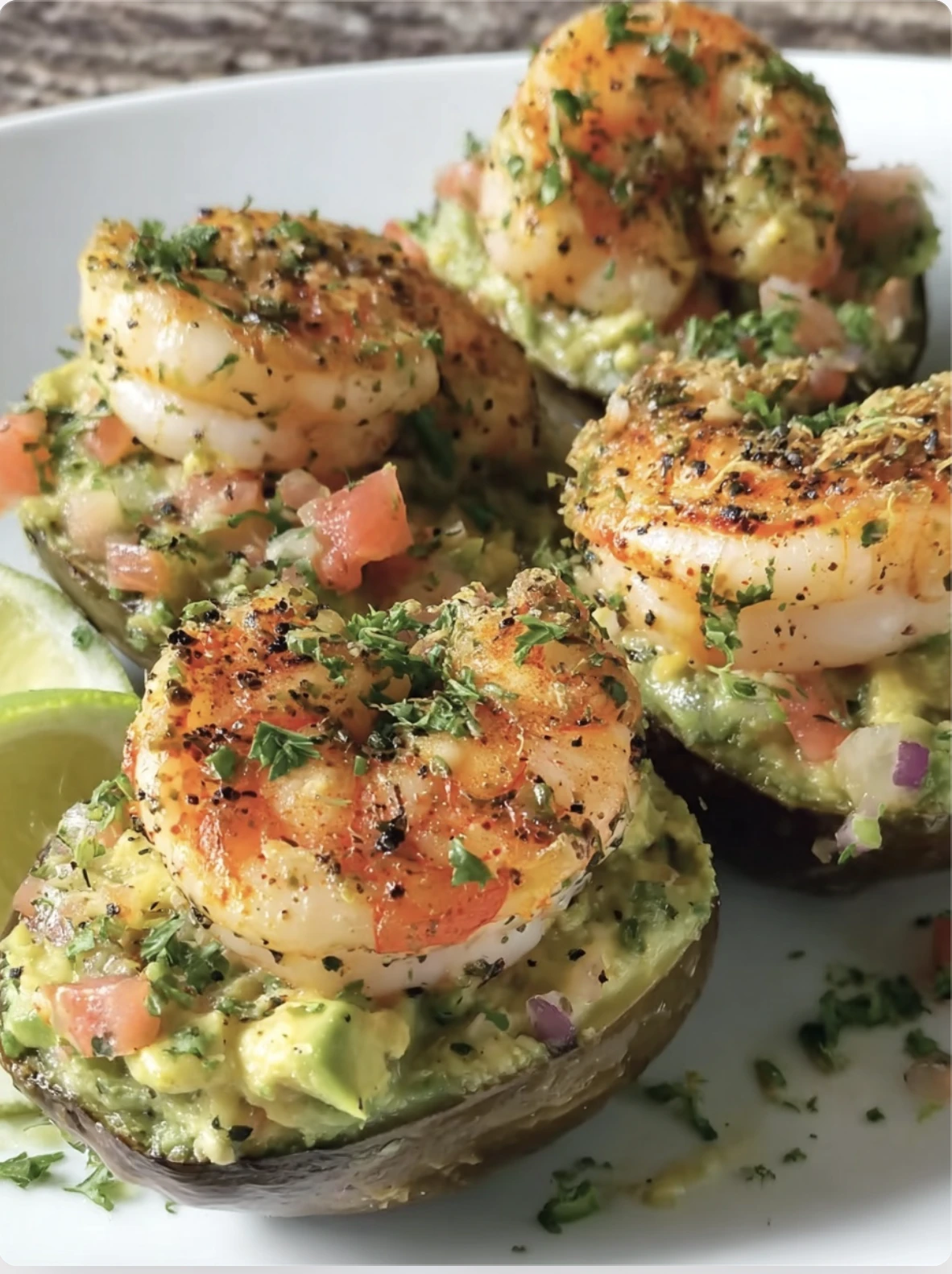 🍤🥑 Seared Shrimp Stuffed Avocados