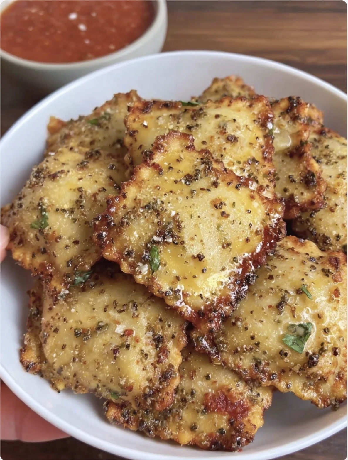 Air fried ravioli