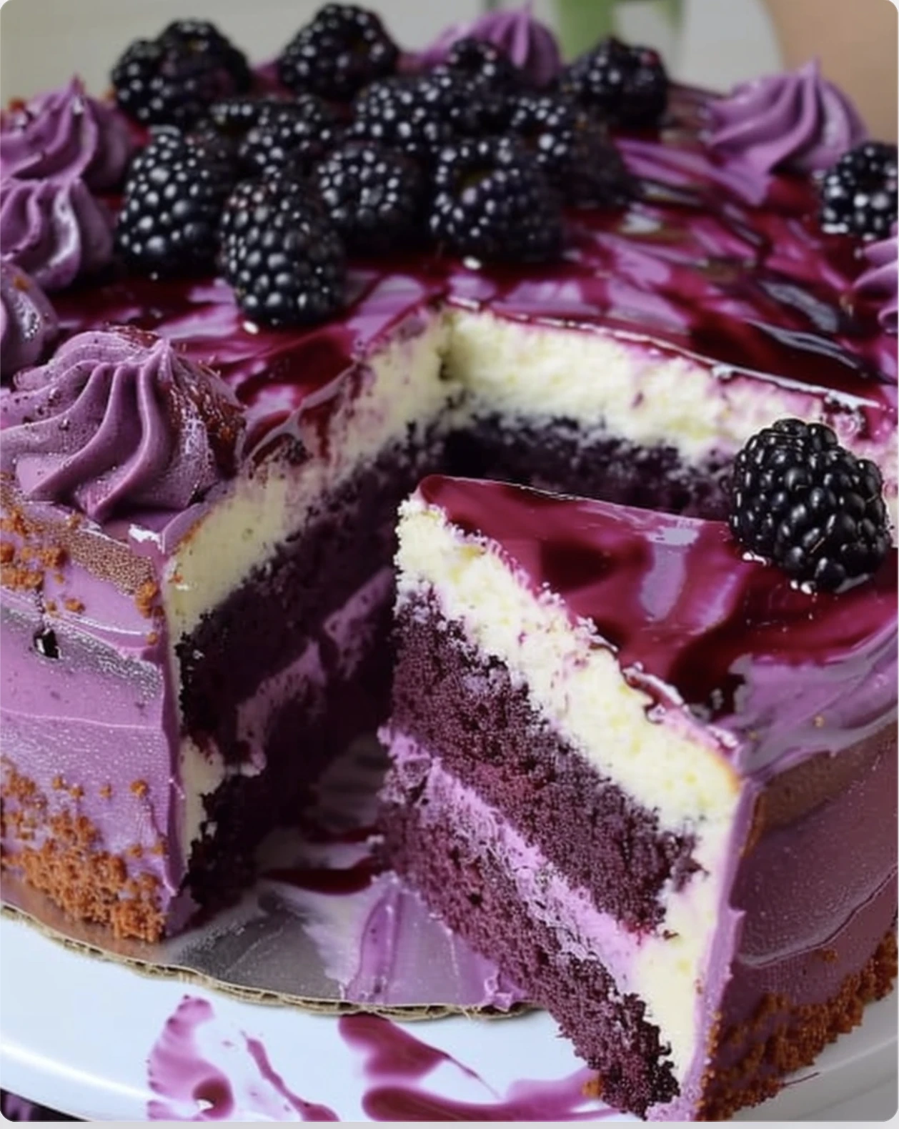 The Dreamiest Blackberry Velvet Cake