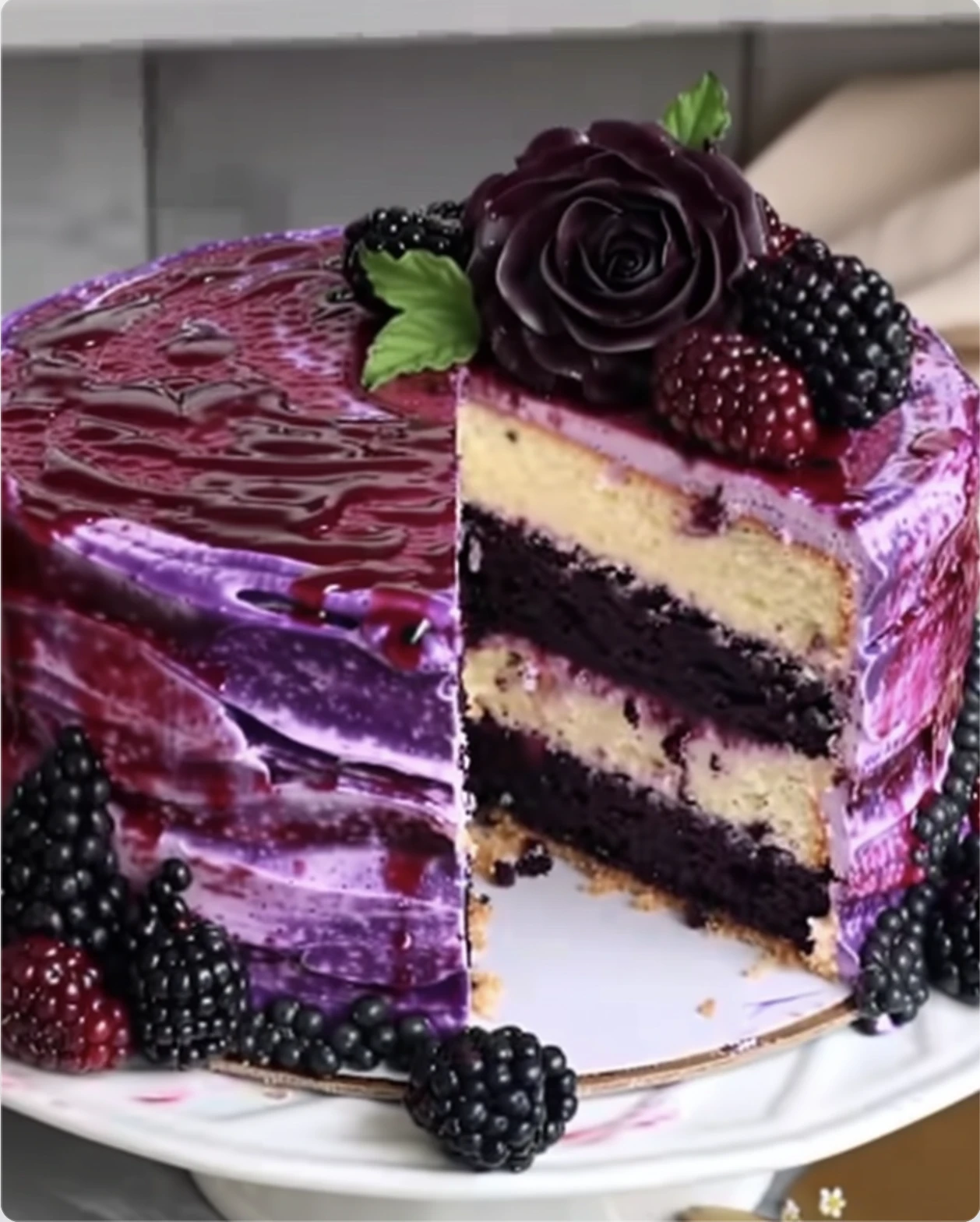 Dreamiest Blackberry Velvet Cake