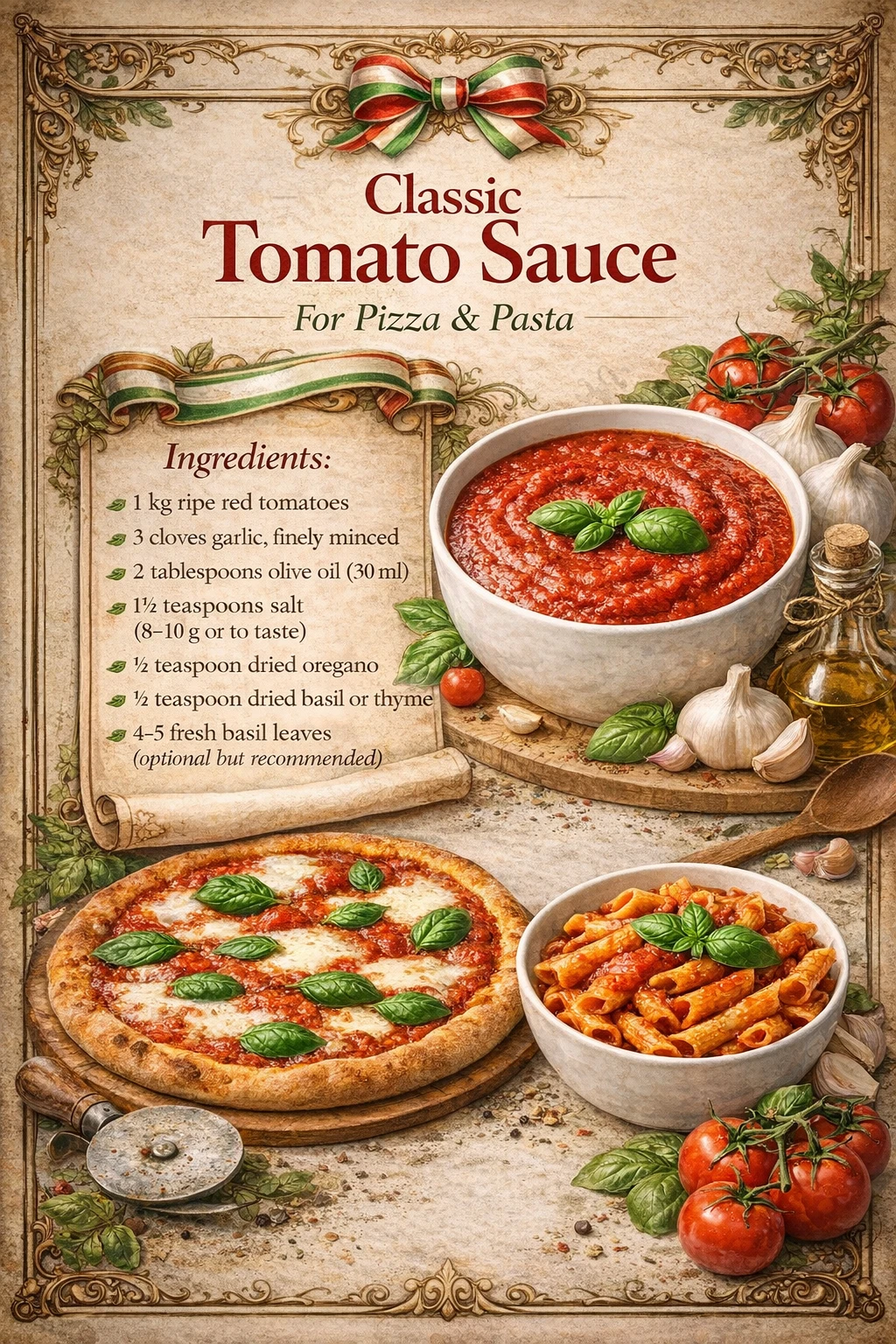 Classic Tomato Sauce for Pizza & Pasta