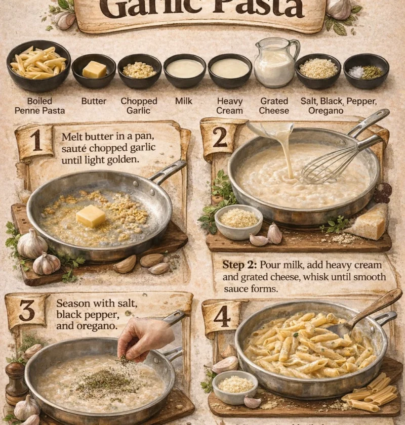 Cream Garlic Pasta