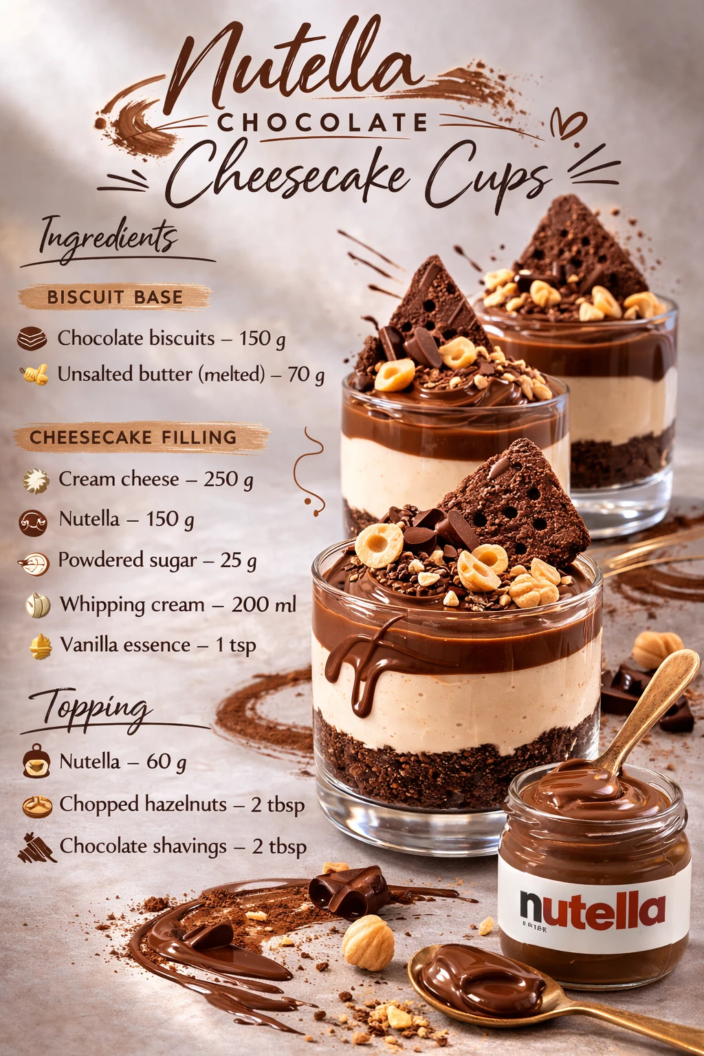 Nutella Chocolate Cheesecake Cups