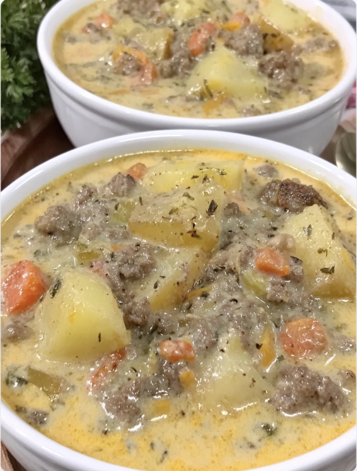 Cheesy Hamburger Potato Soup Recipe
