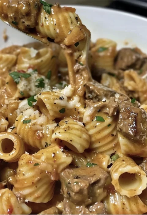 Creamy Garlic Beef Pasta