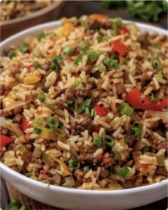 DIRTY RICE WITH GROUND BEEF