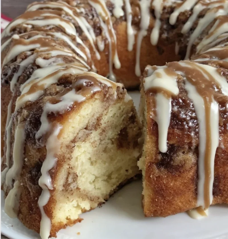 Easy Caramel Cream Cheese Cinnamon Roll Pound Cake