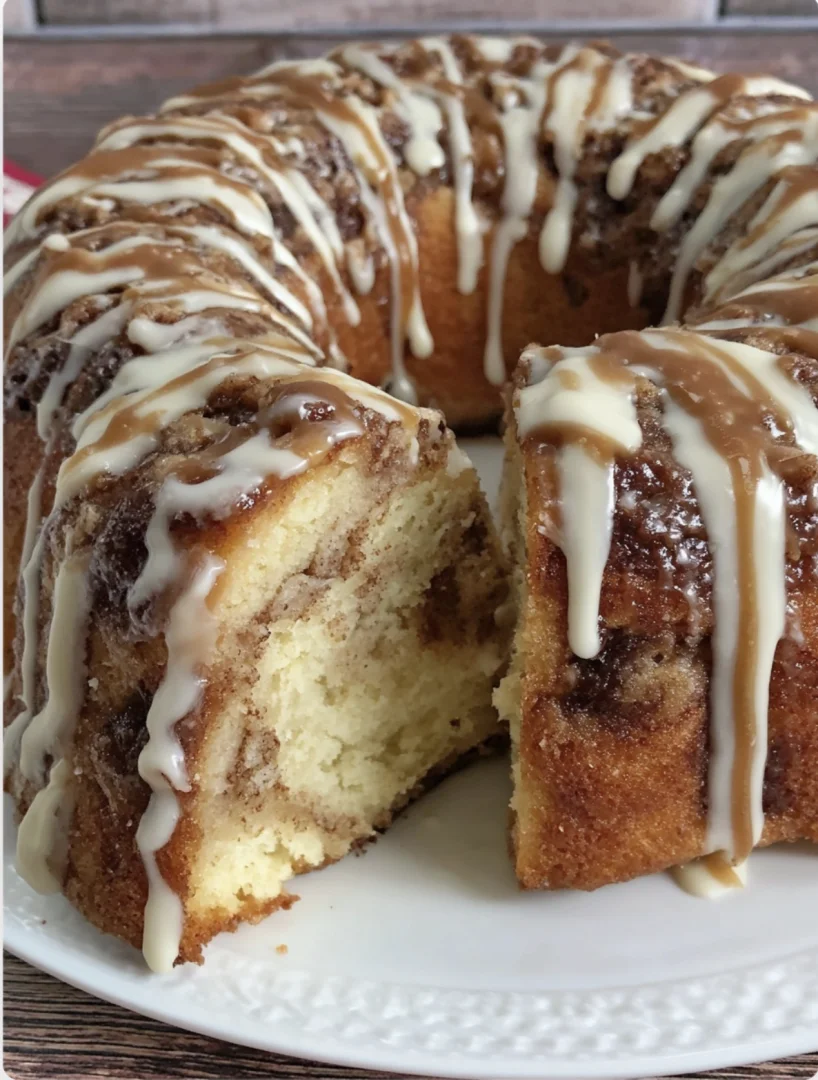 Easy Caramel Cream Cheese Cinnamon Roll Pound Cake