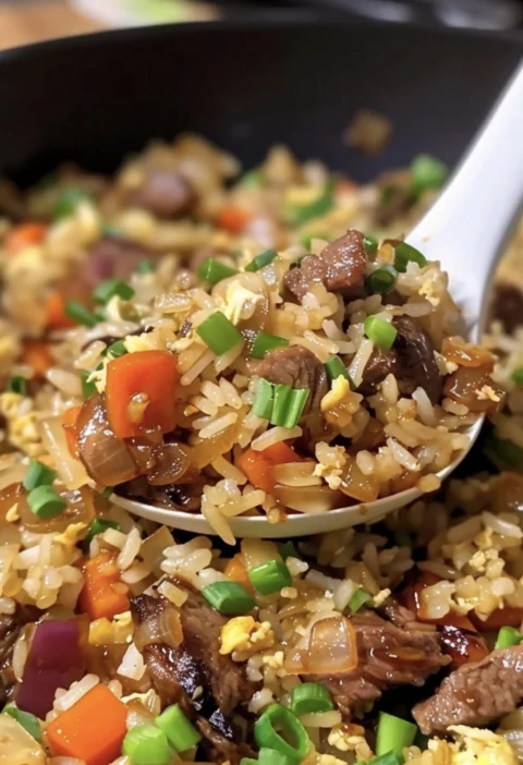 Onion Beef Fried Rice Recipe