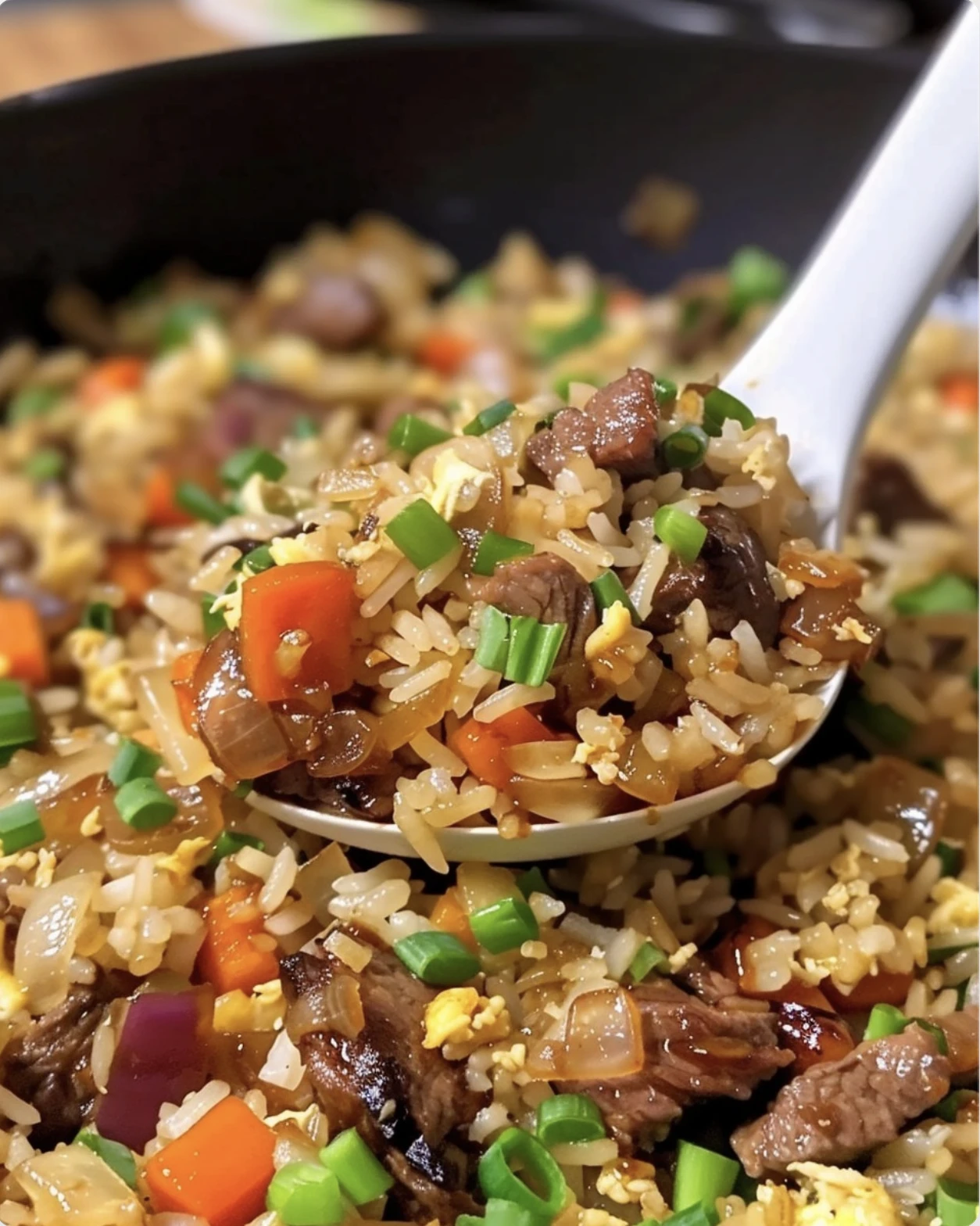 Onion Beef Fried Rice Recipe