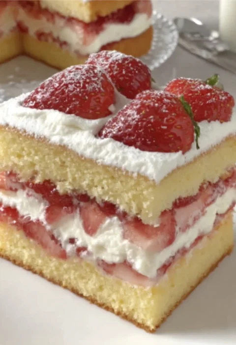 Strawberry Cream Cake Slice