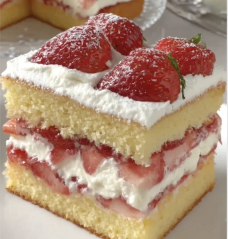 Strawberry Cream Cake Slice