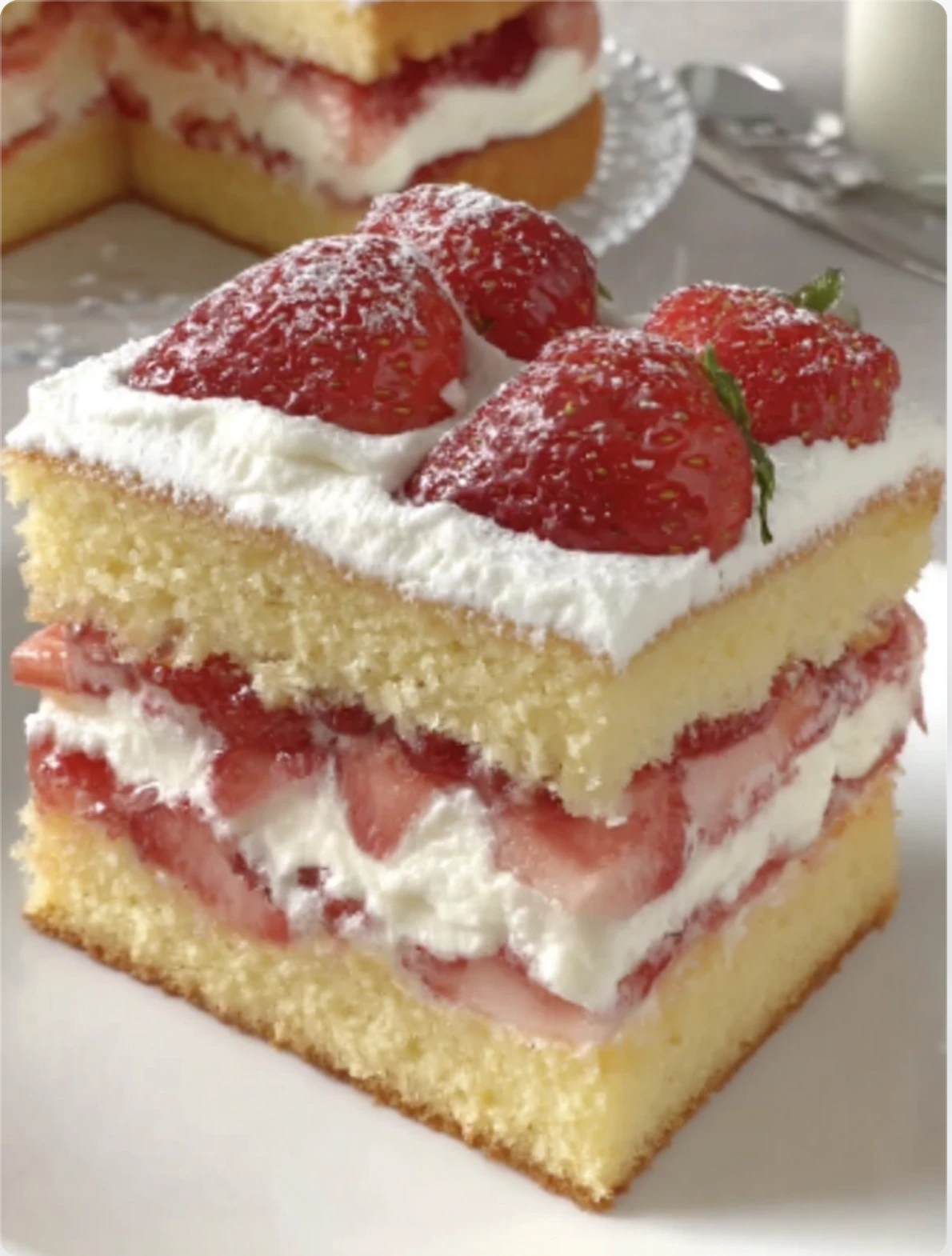 Strawberry Cream Cake Slice