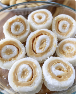 3-Ingredient Coconut Peanut Butter Pinwheels —
