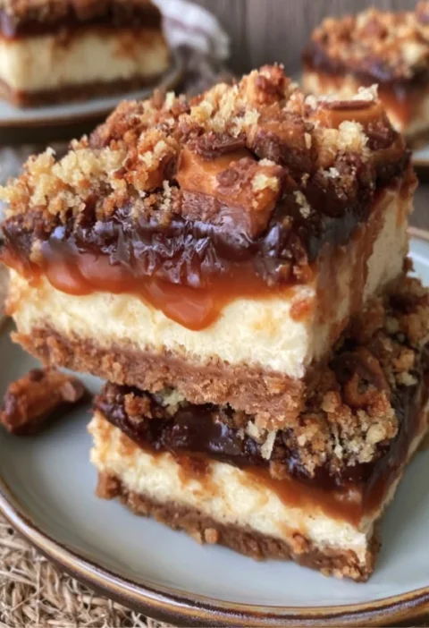 Butterfinger Caramel Cheesecake Bars