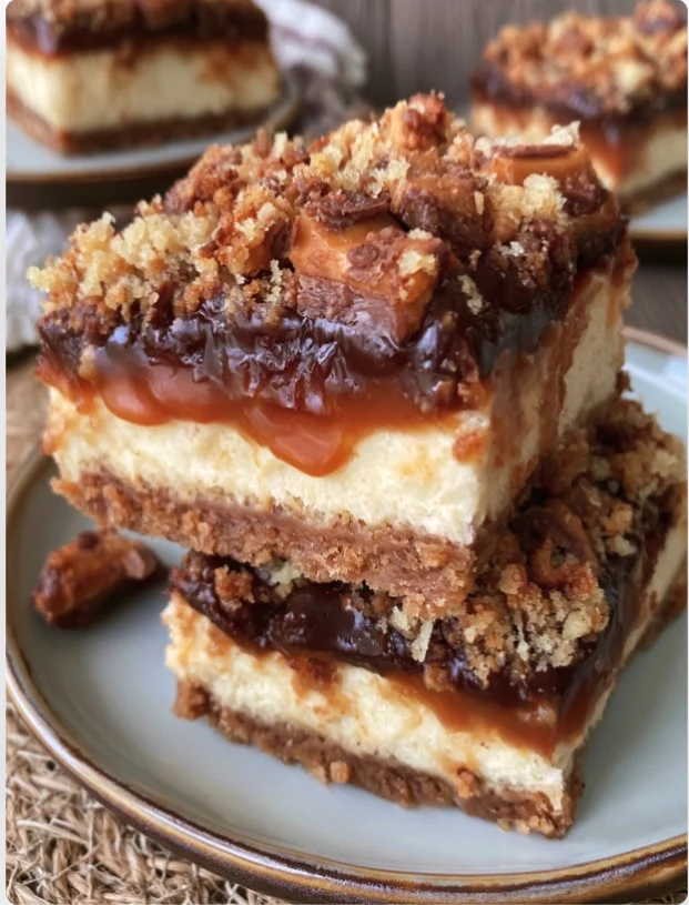 Butterfinger Caramel Cheesecake Bars