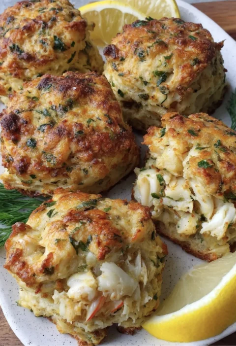 Buttery Crab Stuffed Cheddar Bay Biscuits with Lemon Butter