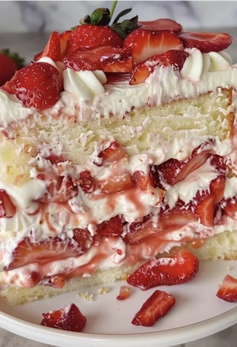Dreamy Strawberry Cream Layer Cake