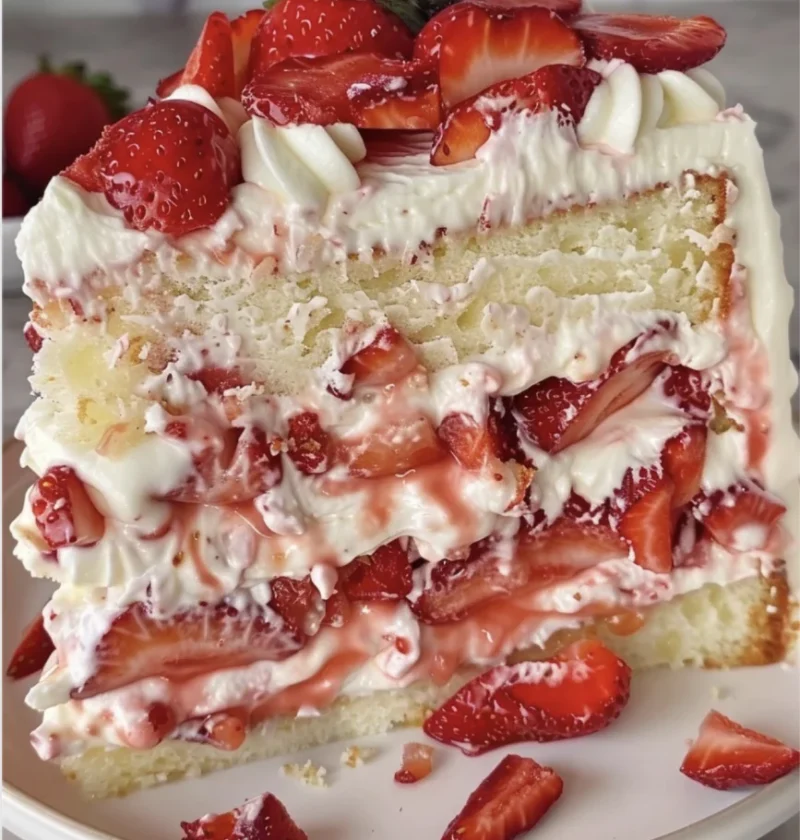 Dreamy Strawberry Cream Layer Cake