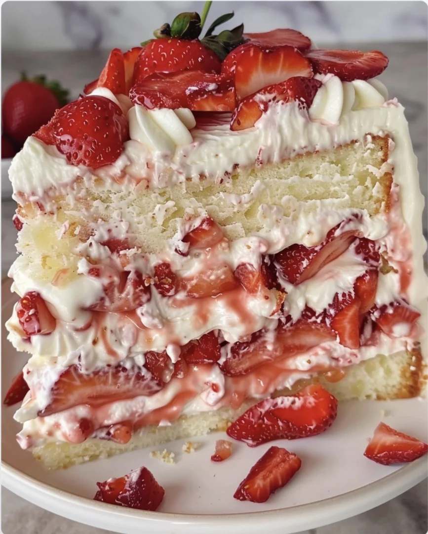 Dreamy Strawberry Cream Layer Cake