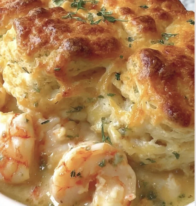 Easy Cheddar Bay Biscuit Seafood Pie