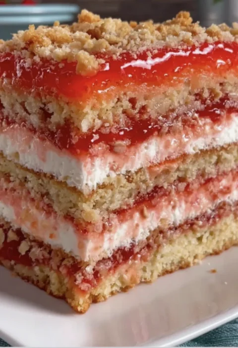 Festive Strawberry Crunch Cake