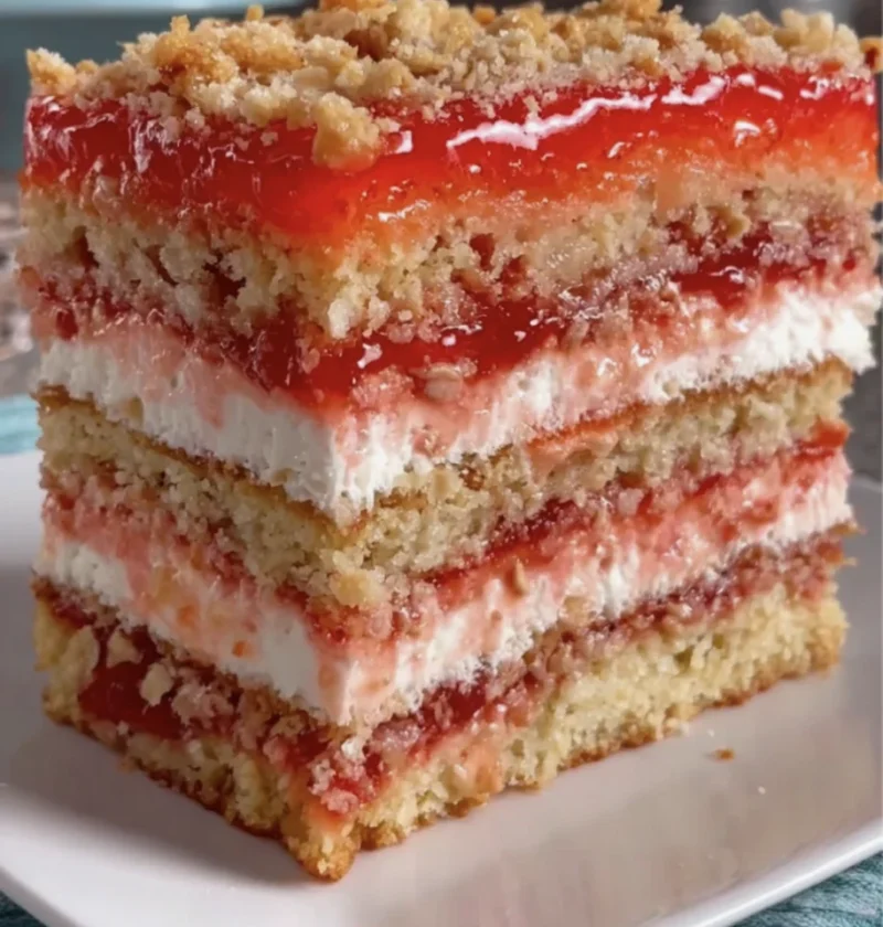 Festive Strawberry Crunch Cake