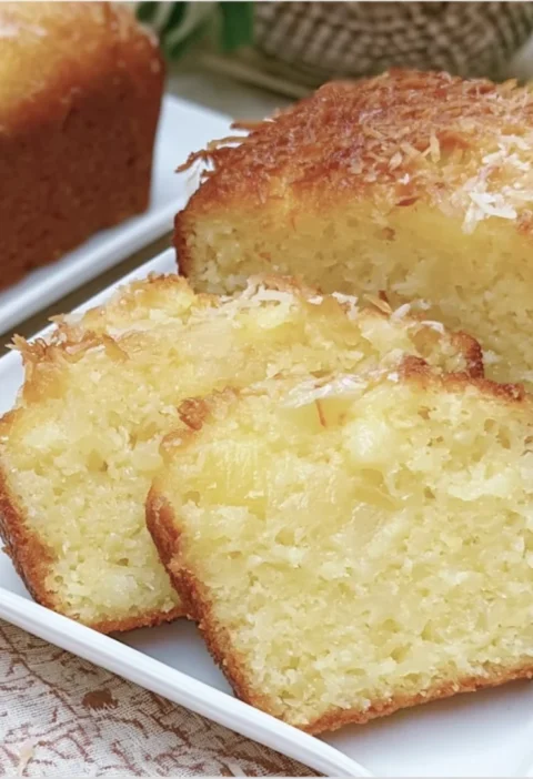 Golden Coconut Pineapple Loaf Cake