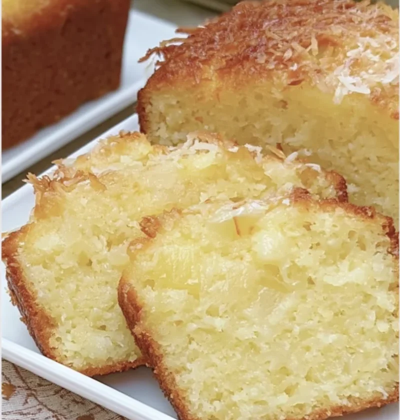 Golden Coconut Pineapple Loaf Cake