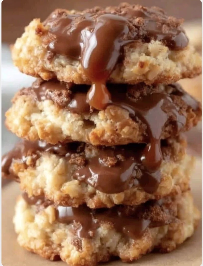 Gooey Chocolate Caramel Crumble Cookies